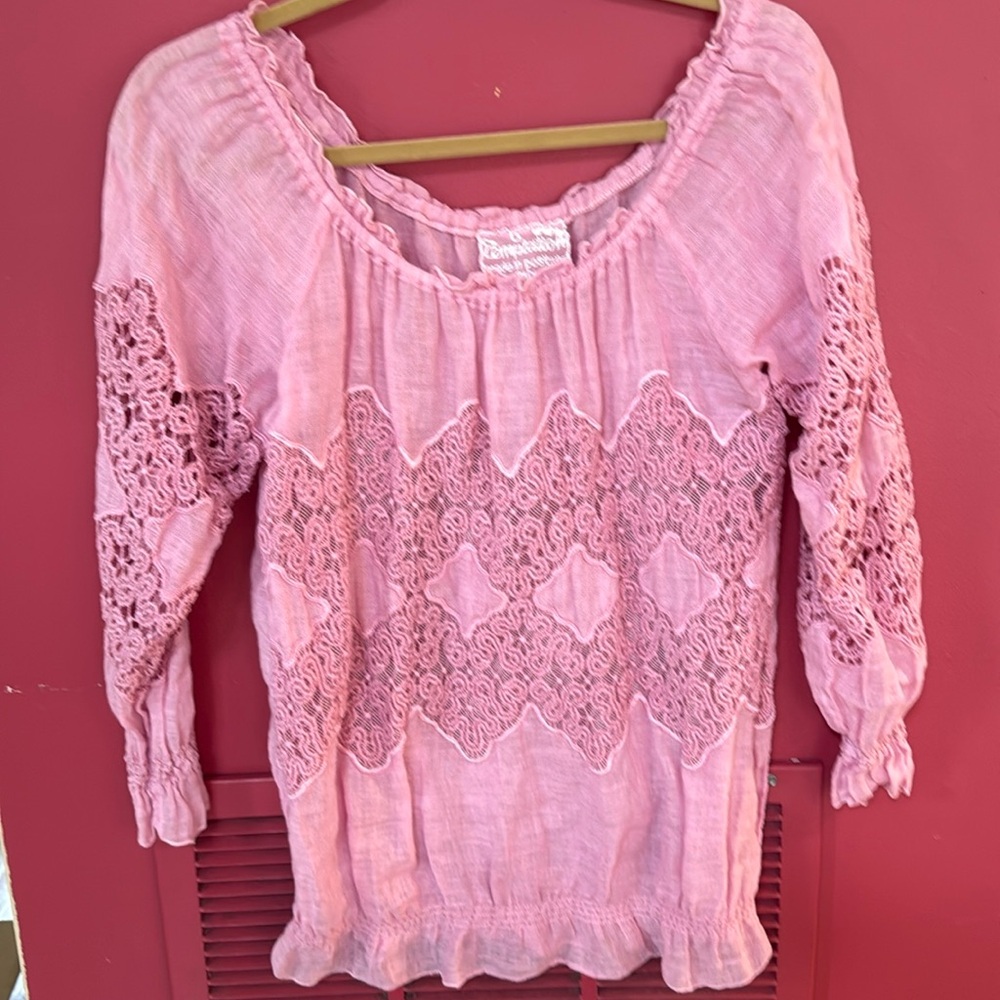 Pink Positano Linen blouse